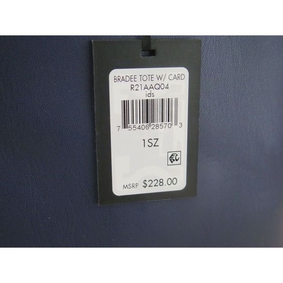 DKNY R21AAQ04 Women's Large Navy Blue w/Stripes Bradee Tote w/Card Pouch $228 - Picture 7 of 12